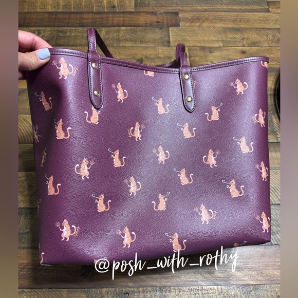Coach Reversible City Tote With Party Cat Print 🐈 🎉 - Picture 3 of 11